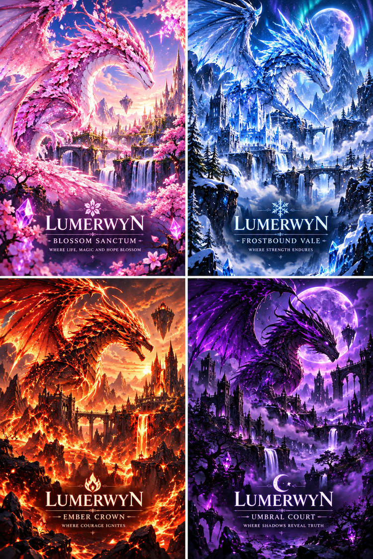 Lumerwyn: Four Dragons Wallpaper Collection | Digital Download