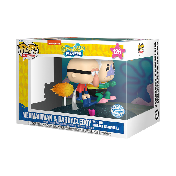 FUNKO POP! #126 MERMAIDMAN AND BARNACLEBOY WITH THE INVISIBLE BOATMOBILE - SPONGEBOB SQUAREPANTS