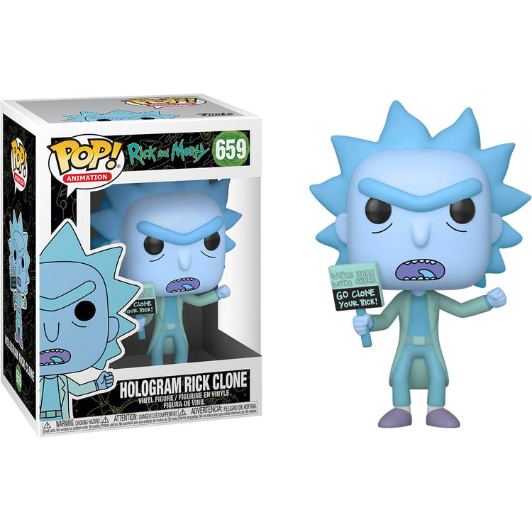 PRE LOVED Funko Pop! Animation #659 Hologram Rick Clone Rick and Morty