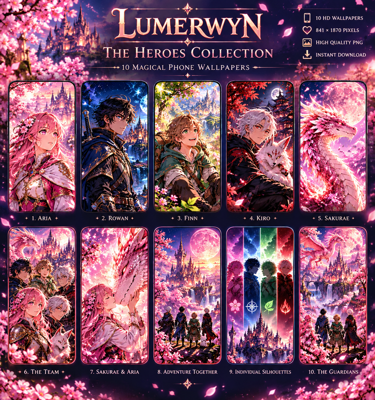 Lumerwyn: The Heroes Collection | 10 Fantasy Anime Phone Wallpapers