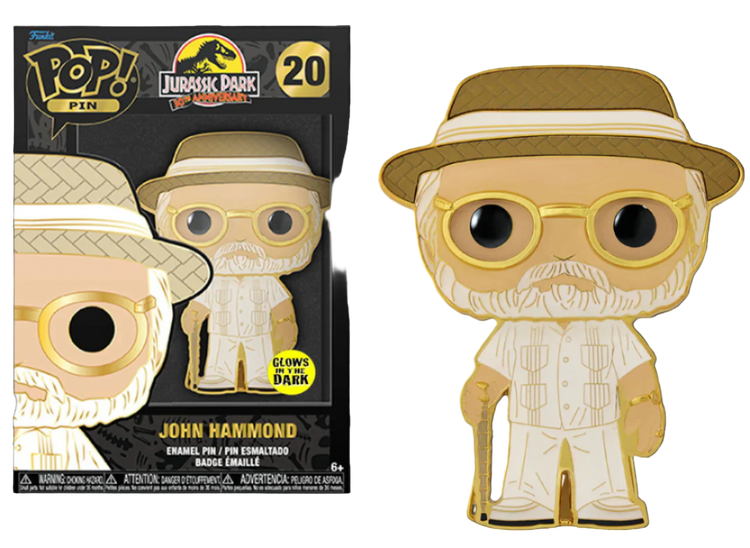 Funko POP Pin Jurassic Park John Hammond Collectible 4" Enamel Pin Badge