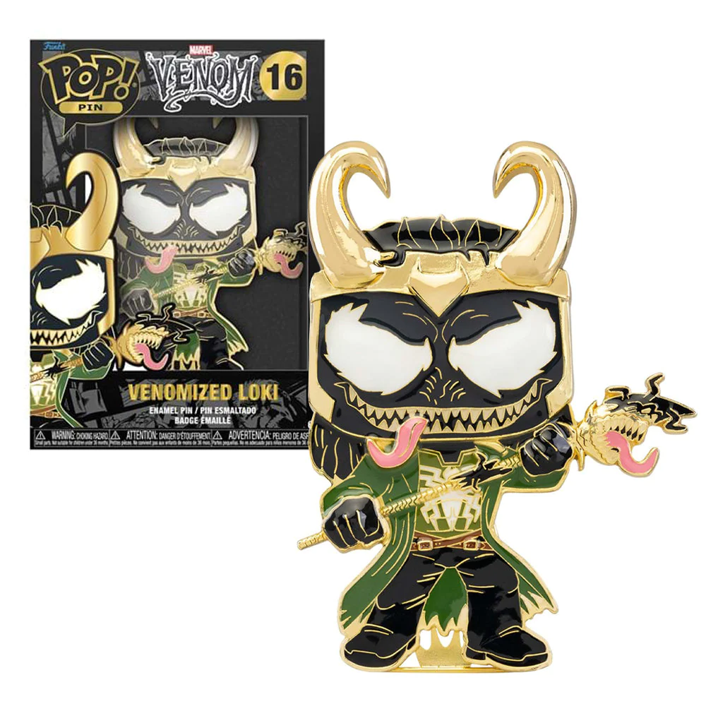 Funko Pin Marvel Venom Venomized Loki Collectible 4" Enamel Pin Badge - The Geek In Me