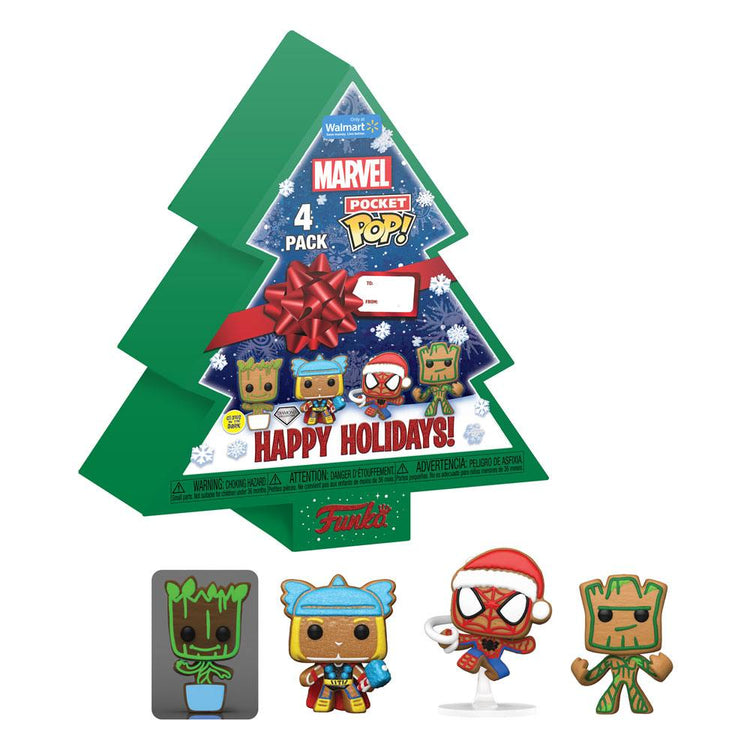 Funko Pop! Marvel Holiday 2022 Pocket POP! Vinyl Keychains 4-Pack Tree Holiday Box 4 cm - The Geek In Me