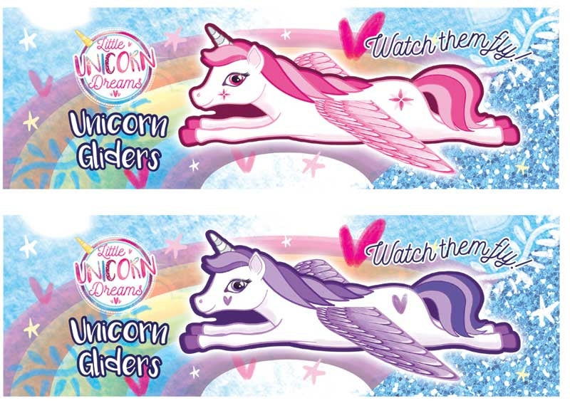 GLIDERS GLIDERS UNICORN 18CM 4 ASSORTED DESIGNS - The Geek In Me