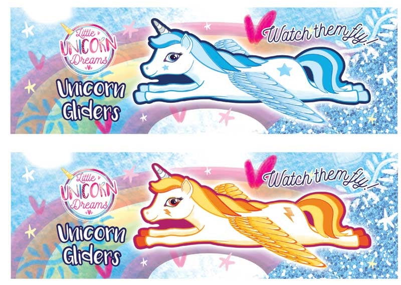 GLIDERS GLIDERS UNICORN 18CM 4 ASSORTED DESIGNS - The Geek In Me