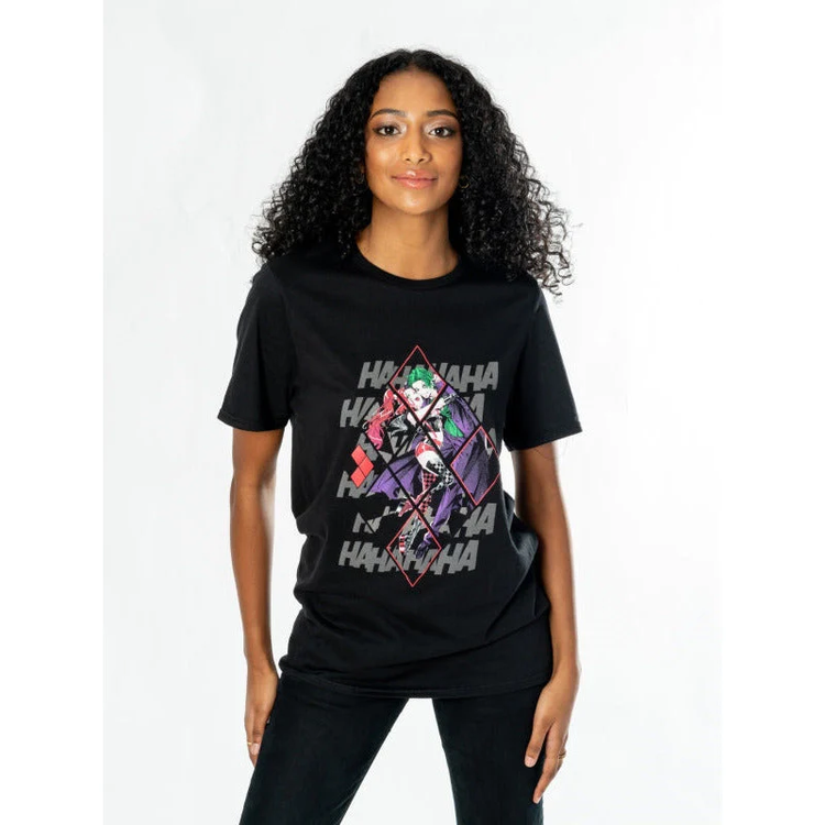Harley Quinn Joker Black Adult Anime Diamond T-Shirt - The Geek In Me
