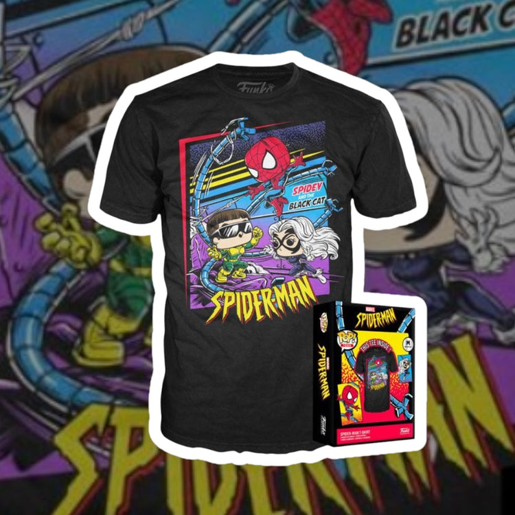 Marvel Boxed Funko Tee T-Shirt Spidey Cat Doc