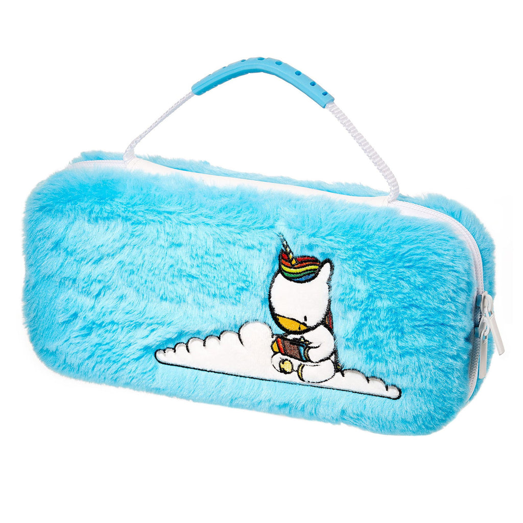 Nintendo Switch Unicorn Blue Fluffy Carry Case - The Geek In Me