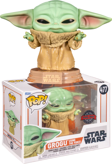 PRE LOVED FunkoPop!  Star Wars #477 The Mandalorian - The Child (Baby Yoda) Force Wielding Pop! Vinyl Figure - The Geek In Me