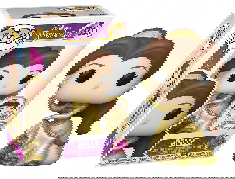 PRE LOVED Funko Pop! Disney #221 Belle gold dress w/pin badge - The Geek In Me