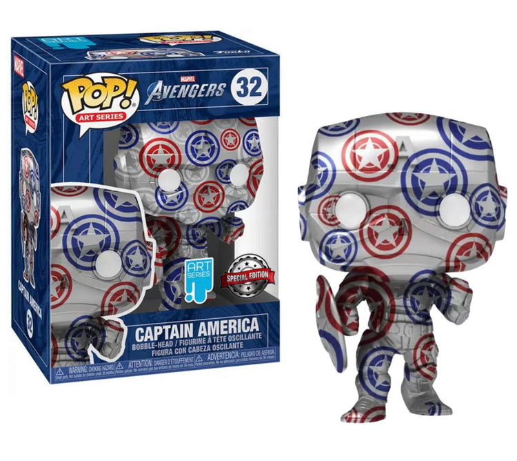 PRE LOVED Funko Pop! Marvel Art Series Captain America Collectible Vinyl Figure #32 - The Geek In Me