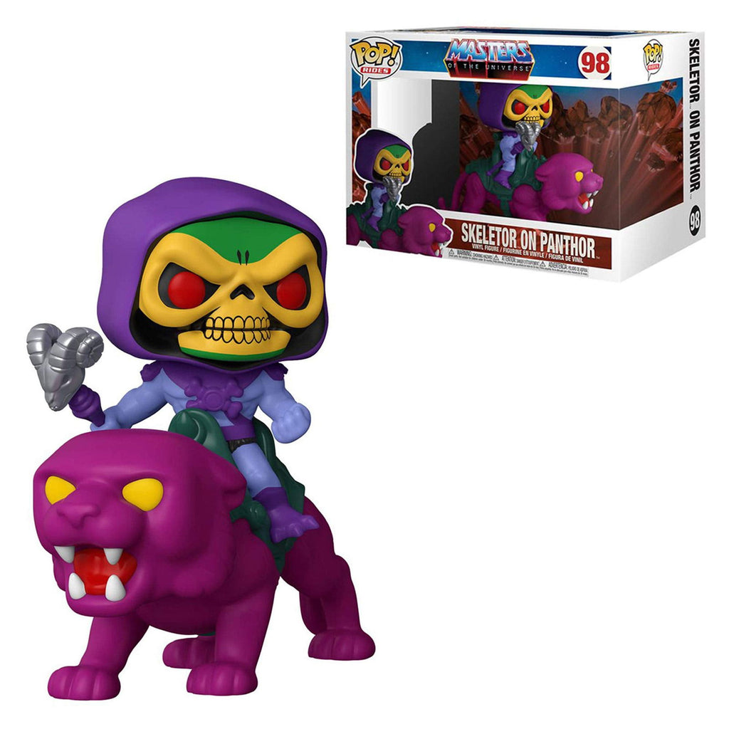 PRE LOVED Funko Pop! Retro Toys #98 Masters Of The Universe Skeletor On Panther FLOCKED - The Geek In Me