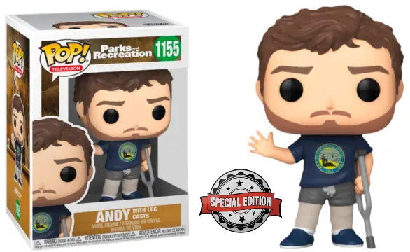 PRE LOVED Funko Pop! TV Parks and Recreation #1155 Andy W/Leg Cast - The Geek In Me