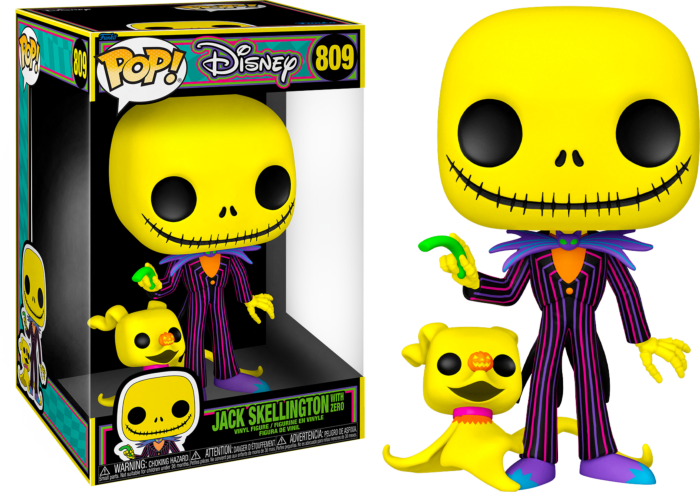 The Nightmare Before Christmas - Jack Skellington with Zero Blacklight Jumbo Pop! Vinyl Figure - The Geek In Me