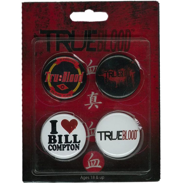 True Blood - 4 Pack of Pins / Buttons Set #1 - The Geek In Me