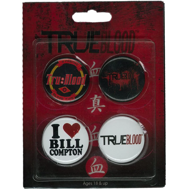 True Blood - 4 Pack of Pins / Buttons Set #1 - The Geek In Me